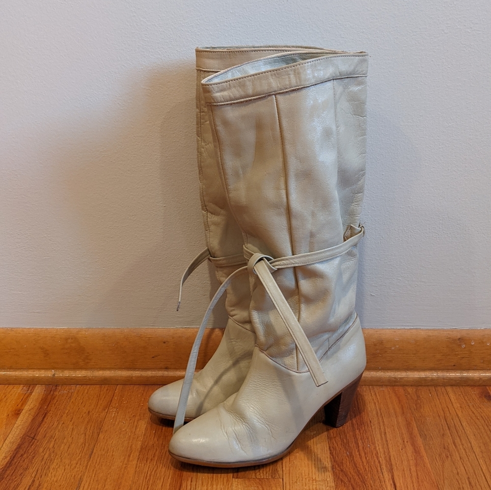 Frye Beige Leather Dress Boots